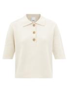 Allude - Quarter-button Cotton-blend Polo Shirt - Womens - Cream