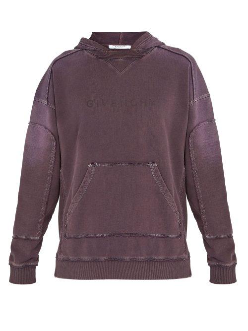 Matchesfashion.com Givenchy - Logo Print Cotton Hooded Sweatshirt - Mens - Purple