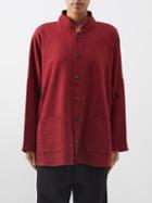 Eskandar - Stand Collar Basketweave-cotton A-line Jacket - Womens - Red