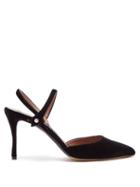 Matchesfashion.com Tabitha Simmons - Ariel Slingback Velvet Pumps - Womens - Black