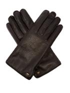 Gucci Bee-embellished Grained Leather Gloves