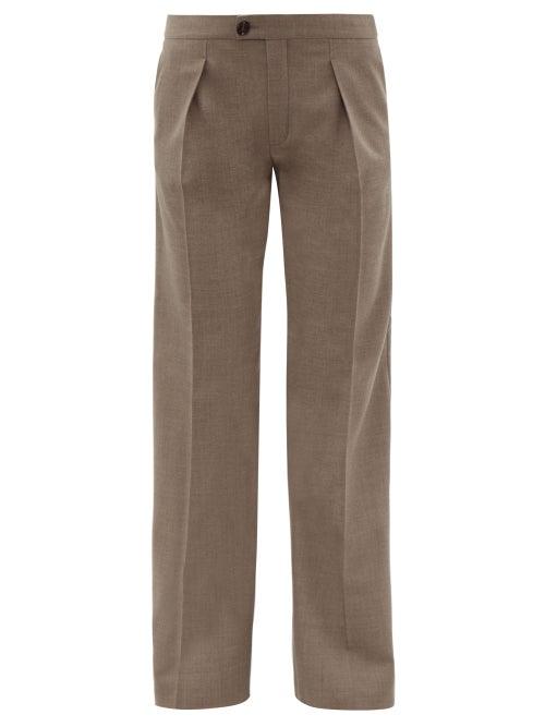Matchesfashion.com Chlo - Pleated Front Wool Blend Twill Tailored Trousers - Womens - Grey