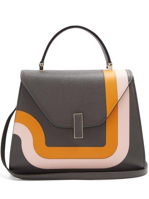 Matchesfashion.com Valextra - Iside Medium Striped Grained Leather Bag - Womens - Grey Multi