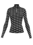 Matchesfashion.com Balenciaga - Logo-patterned Quarter-zip Ribbed-knit Top - Womens - Black White