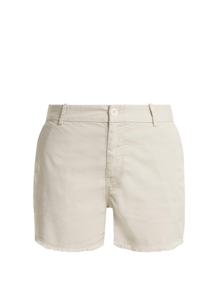Nili Lotan Carpenter Frayed Cotton-blend Shorts