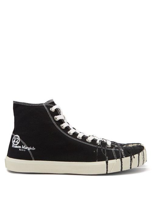 Matchesfashion.com Maison Margiela - Tabi High-top Paint-drop Canvas Trainers - Mens - Black