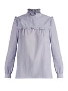 A.p.c. Thea High-neck Ruffle-trimmed Cotton Blouse