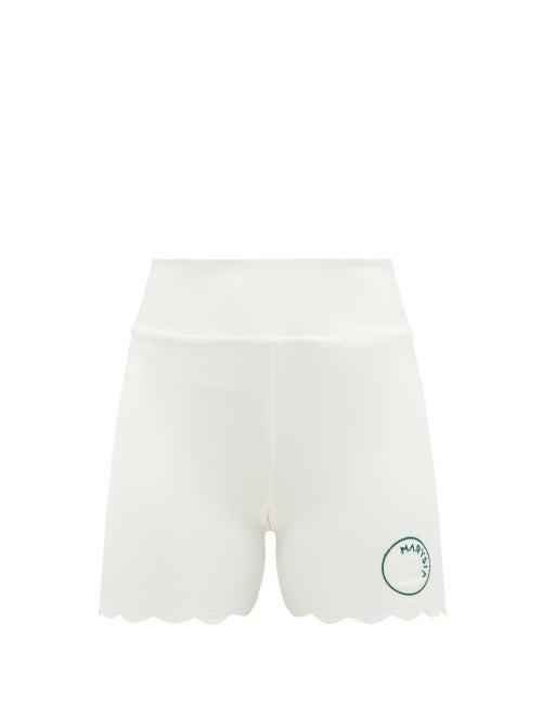 Ladies Activewear Marysia Sport - Billie Jean Scalloped-edge Seersucker Shorts - Womens - White