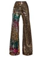 Matchesfashion.com Halpern - Sequin Embellished High Rise Kick Flare Trousers - Womens - Animal