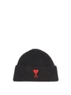 Matchesfashion.com Ami - Ami De Coeur Embroidered Wool Beanie Hat - Mens - Black