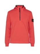 Matchesfashion.com Stone Island - Hooded Half Zip Cotton Sweatshirt - Mens - Coral