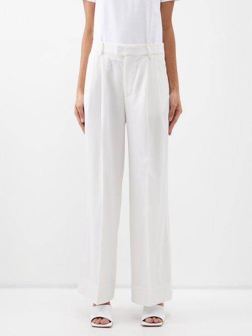 Armarium - Georgia Relaxed-leg Wool-crepe Tailored Trousers - Womens - Ivory