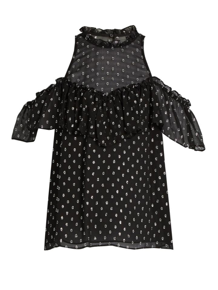 Rebecca Taylor Spot Fil Coup Silk-chiffon Top