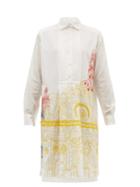 Matchesfashion.com Kilometre Paris - Basilica De Santa Croce Khadi Cotton Shirtdress - Womens - White Print