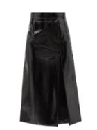 Racil - Daria Vinyl-coated Wool-blend Skirt - Womens - Black