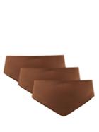 Nubian Skin - Pack Of Three Cinnamon Stretch-tulle Briefs - Womens - Brown