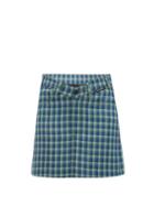 Matchesfashion.com Balenciaga - V Waist Checked Wool Mini Skirt - Womens - Blue Multi