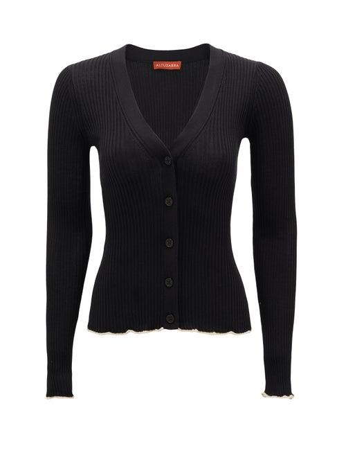 Matchesfashion.com Altuzarra - Hartwell V-neck Silk Cardigan - Womens - Black