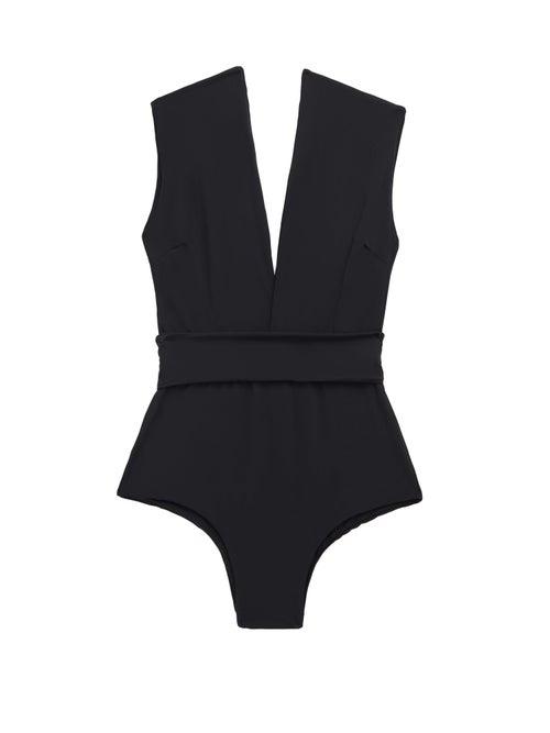 Matchesfashion.com Haight - Roge Cap-sleeve Waistband Swimsuit - Womens - Black