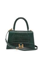 Matchesfashion.com Balenciaga - Hourglass Small B-logo Croc-effect Leather Bag - Womens - Green