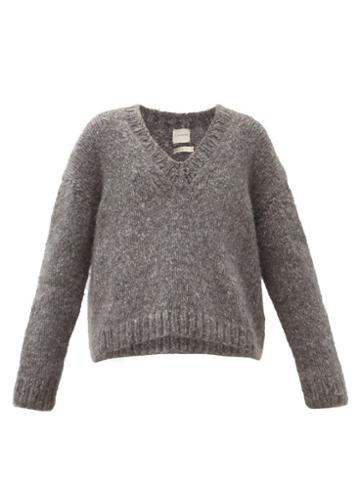 Matchesfashion.com Zanini - Oversized V-neck Cashmere Sweater - Womens - Grey