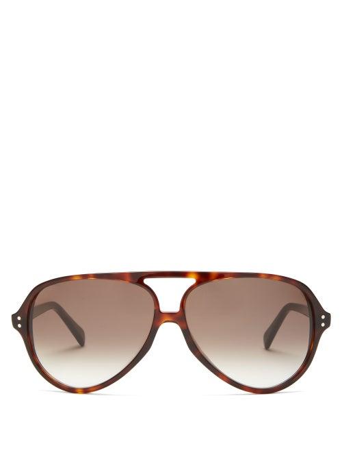 Matchesfashion.com Celine Eyewear - Tortoiseshell Acetate Aviator Sunglasses - Womens - Tortoiseshell