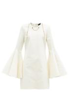 Matchesfashion.com Ellery - Shasta Chain-embellished Cotton-blend Mini Dress - Womens - Ivory