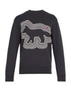 Matchesfashion.com Maison Kitsun - Fox Print Cotton Sweatshirt - Mens - Charcoal