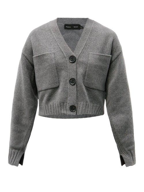 Ladies Rtw Proenza Schouler - Cropped Upcycled Cashmere-blend Cardigan - Womens - Grey