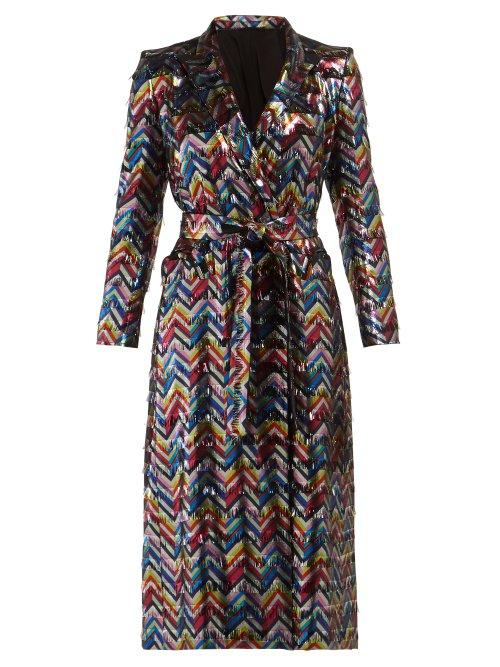 Matchesfashion.com Blaz Milano - Funky Fred Chevron Silk Blend Lam Midi Dress - Womens - Multi