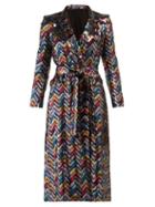 Matchesfashion.com Blaz Milano - Funky Fred Chevron Silk Blend Lam Midi Dress - Womens - Multi