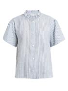 Matchesfashion.com Masscob - Tulum Ruffled Striped Cotton And Linen Blend Shirt - Womens - White Multi