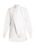 Matchesfashion.com Givenchy - Pleated Tie Cotton Shirt - Womens - White