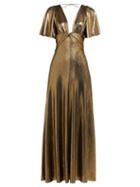 Matchesfashion.com Maria Lucia Hohan - Lilah Metallic Jersey Panelled Maxi Dress - Womens - Gold