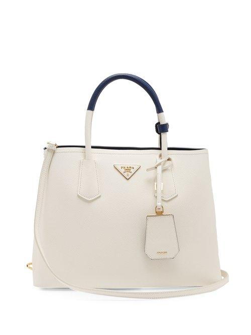 Matchesfashion.com Prada - Double Saffiano Leather Bag - Womens - White Navy