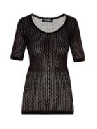 Dolce & Gabbana Scoop-neck Chevron-knit Sweater