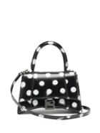 Balenciaga - Hourglass Spray-paint Polka-dot Leather Bag - Womens - Black White