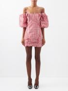 Alessandra Rich - Off-the-shoulder Silk-taffeta Dress - Womens - Red White