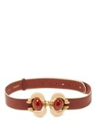 Matchesfashion.com Sonia Petroff - Aries Cabochon-embellished Leather Belt - Womens - Brown Multi