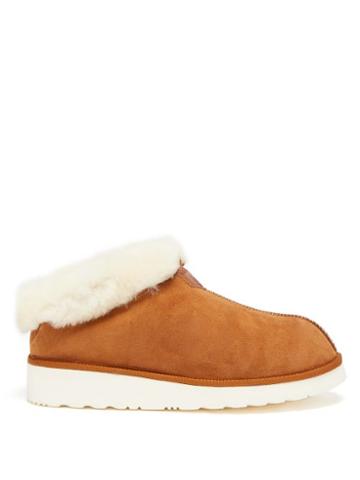 Grenson - Wyeth Shearling-lined Suede Slippers - Mens - Beige