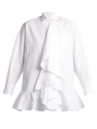 Matchesfashion.com Valentino - Ruffle Trimmed Cotton Shirt - Womens - White