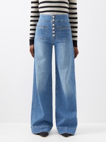 Frame - X Claudia Schiffer Le Hardy Wide-leg Jeans - Womens - Mid Denim