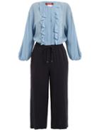 Matchesfashion.com Max Mara Studio - Primo Jumpsuit - Womens - Blue Multi