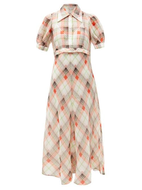 Ladies Rtw Lee Mathews - Eugenie Check Silk-blend Voile Shirt Dress - Womens - Multi