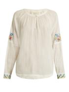 The Great The Sonnet Floral-embroidered Cotton Top