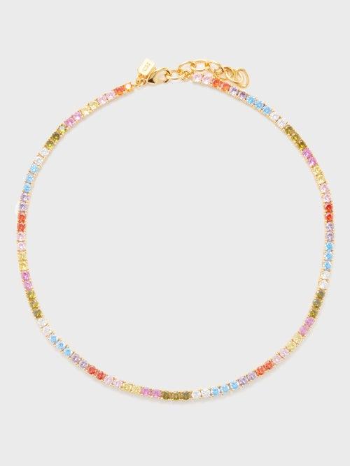 Crystal Haze - Serena Cubic Zirconia & 18kt Gold-plated Necklace - Womens - Rainbow