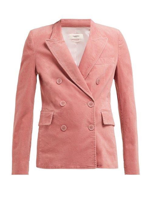 Matchesfashion.com Isabel Marant Toile - Alsey Pink Velvet Double Breasted Blazer - Womens - Pink