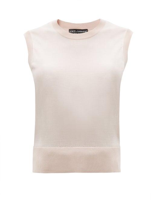 Matchesfashion.com Dolce & Gabbana - Knitted Silk Tank Top - Womens - Light Pink