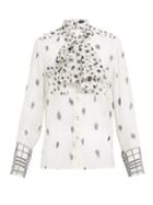 Matchesfashion.com Burberry - Pussy Bow Dalmatian Print Silk Blouse - Womens - Black White