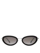 Matchesfashion.com Miu Miu - Oval Cat Eye Acetate Frame Sunglasses - Womens - Black
